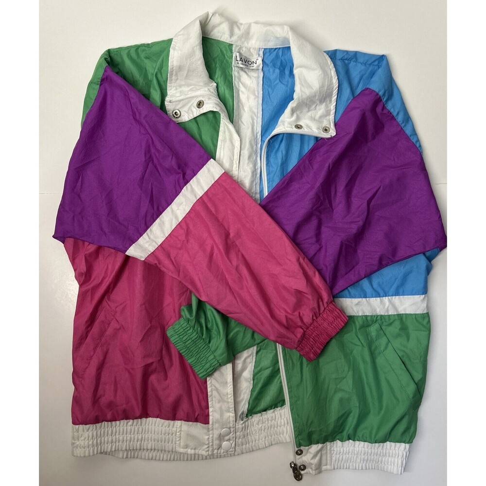 Vintage 80's 90's Lavon by Cheerful Corp Windbreaker Parachute Track Jacket - Picture 4 of 7